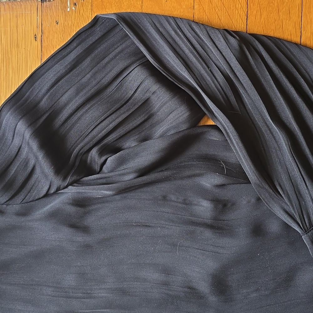 Sanctuary, Split V-Neck, Pleated Sleeve Blouse, Black, VGUC, Women's L - Picture 13 of 16